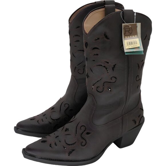 ROPER Chloe Snip Toe Western Boots Brown Women US 9.5 - Picture 2 of 6